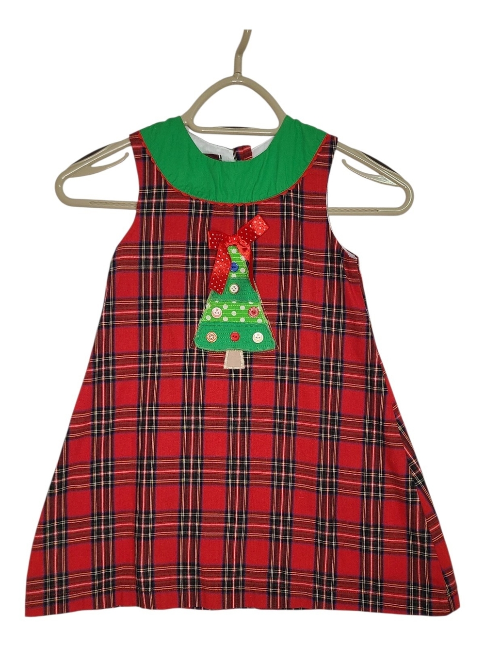 Lil Cactus Christmas Tree Plaid Dress Red Green Toddler Girls Size 5Y